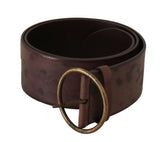 Dolce & Gabbana Dark Brown Wide Calf Leather Logo Round Buckle Belt -   -  Dolce & Gabbana.